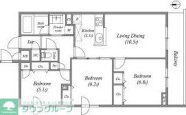 プライムガーデン若木の物件間取画像